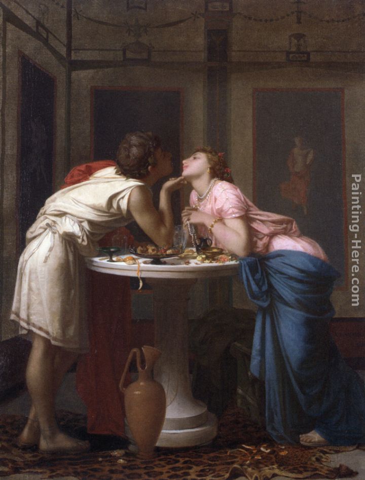 A Classical Courtship painting - Auguste Toulmouche A Classical Courtship art painting